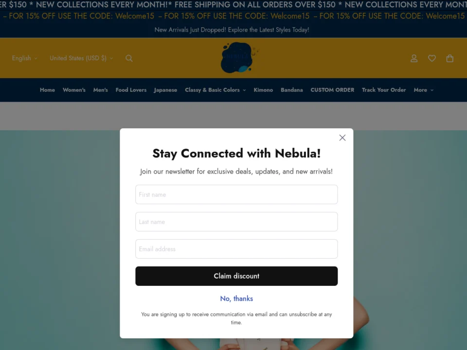nebulacloud.store homepage, e-commerce store built by Azizul Islam