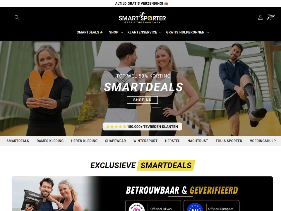 smartsporter.nl homepage, e-commerce store built by Azizul Islam